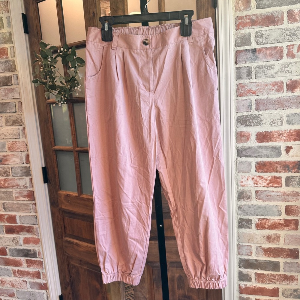 Halara Joggers Women Pink Cotton Elastic Waist Tapered Casual Pants Gorpcore L
